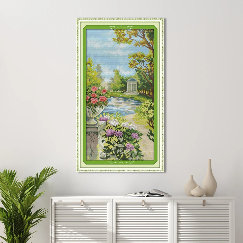 

Набор для вышивки крестом, ткань с красивым садовым узором, Аида 16/14/11CT, набор для рукоделия «сделай сам», набор для рисования, радость, воскресный подарок