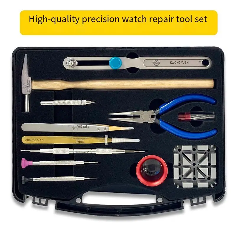 Kwong Yuen Uhrenreparatur-Werkzeugkasten Uhrenreparatur-Set Dekorations-Uhrenwerkzeug-Set zum Entfernen des Armbands und Öffnen des Gehäuses – Detail 2