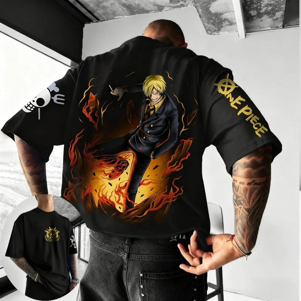 قطعة واحدة تي شيرت رجالي Vinsmoke Sanji الصيف أنيمي تي شيرت الربيع والخريف الفتيان قصيرة الأكمام شخصية الوالدين ملابس أطفال