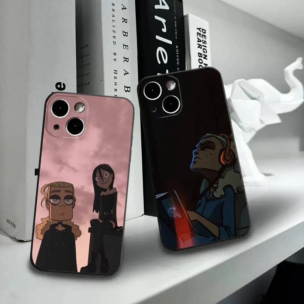 

Cartoon Metal Family Phone Case For iPhone16,15,14,13,12 Mini 11 Pro XR,X,XS,MAX 7,8 Plus Silicone Cover Soft Black