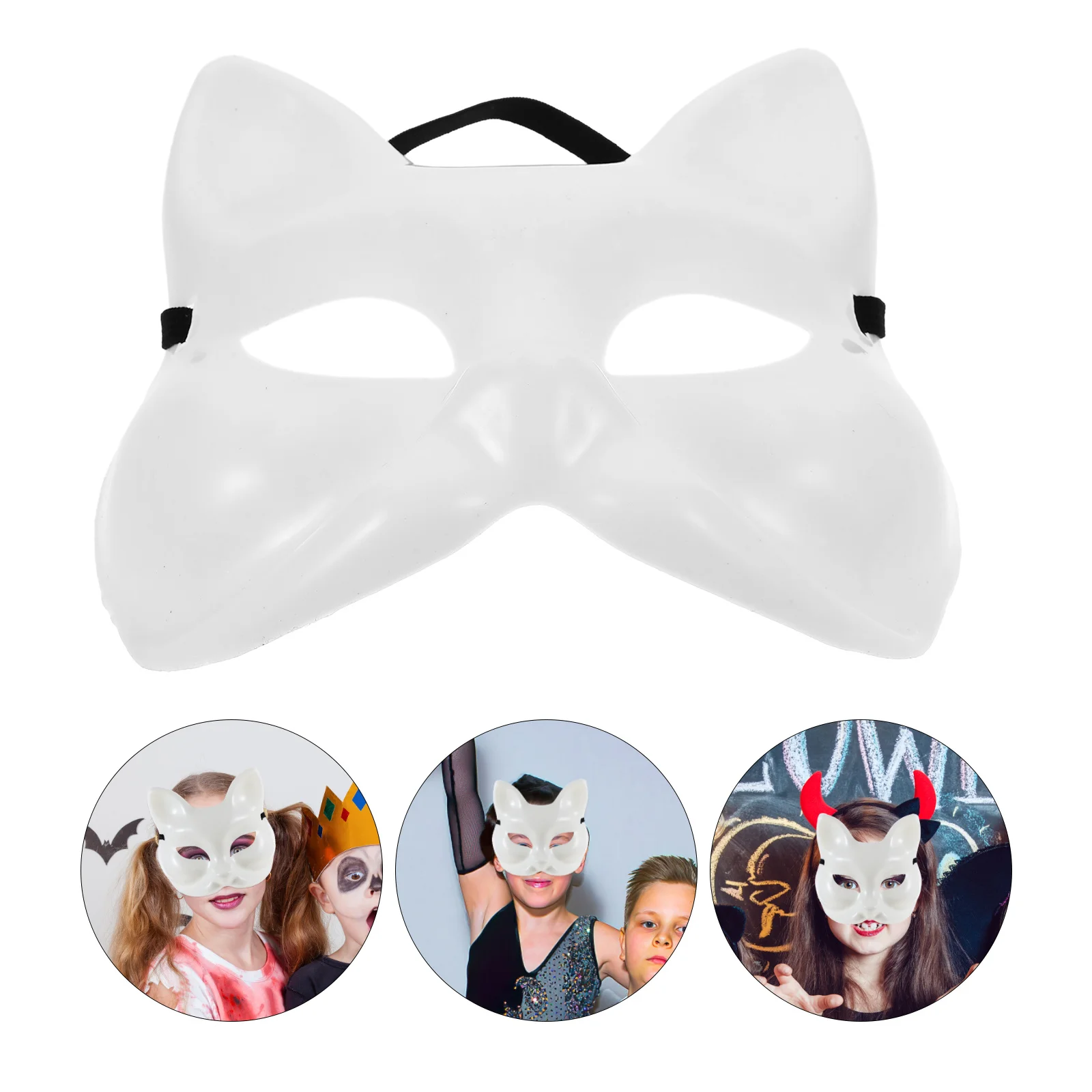 

4Pcs Fox Blank Half Face Masks DIY White Unpainted Masks Halloween Costume Masquerade Party Supplies DIY White Mask