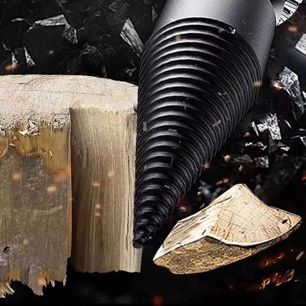 4Pcs 32mm 42mm 50mm Wood Splitter Bit Set Screw Cones 3 Handles Firewood Splitting Drill Bit High Carbon Steel Twist
