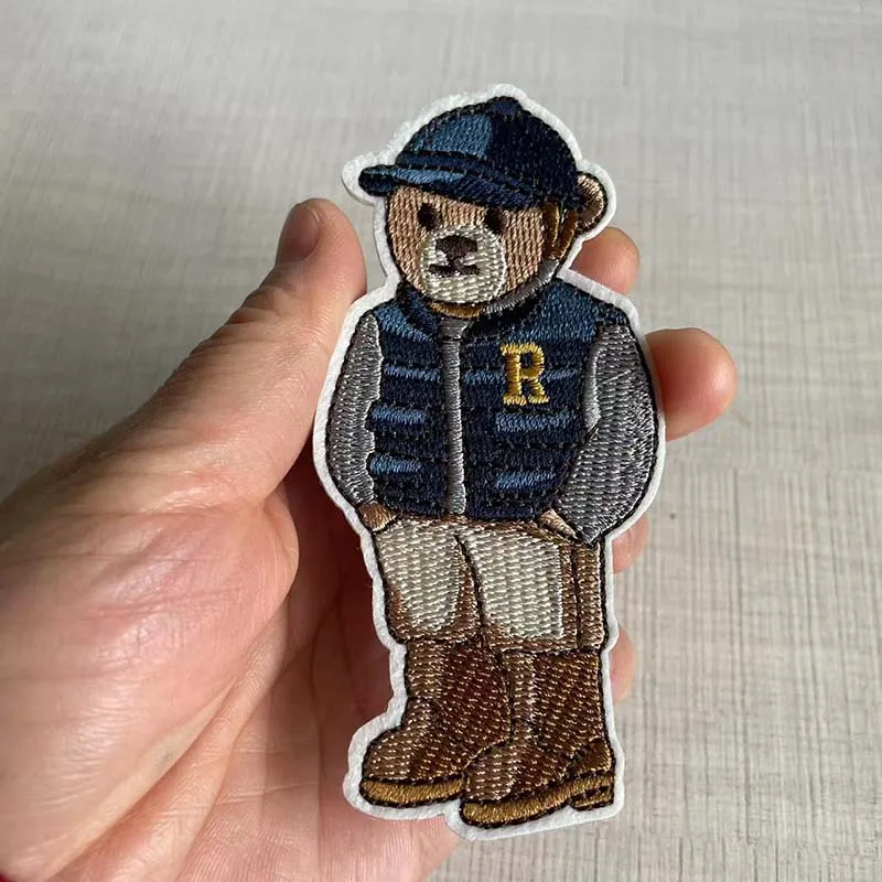 Cartoon-Teddybär-Aufnäher zum Aufbügeln, Kinder-Stickerei-Applikation, Wärmeübertragungsaufkleber für T-Shirts, Kleidung – Detail 7