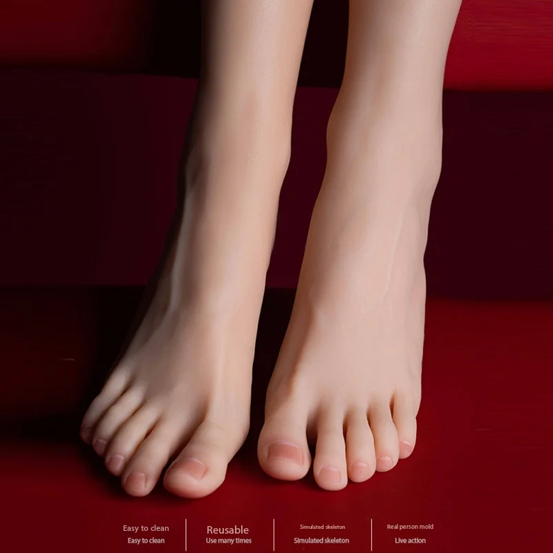 24~25cm Female Silicone Foot Model High Simulation Artificial Feet for Shooting Shoe Sock Display Props Sketch Foot TG4101