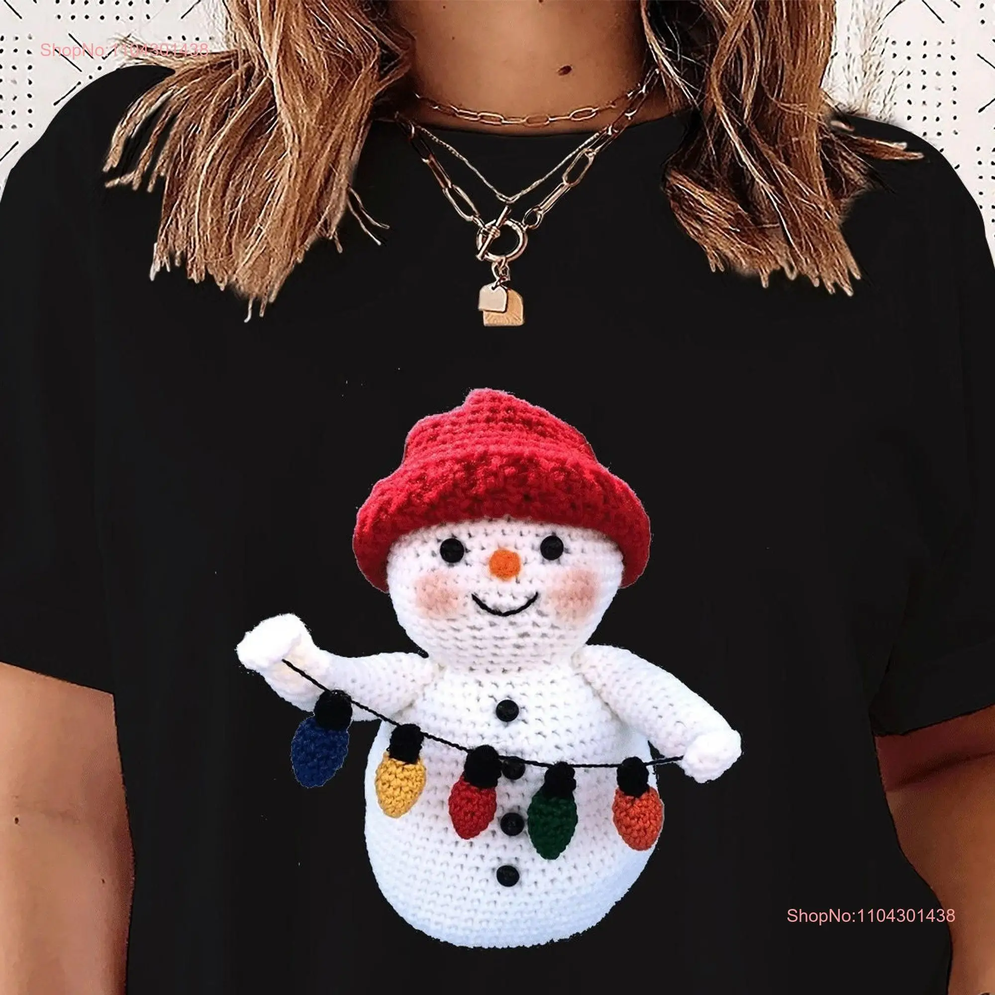 SANTA Claus Snow Man T Shirt Funny Hat Smiling Retro Vintage Family Holiday Xmas Elf Costum Doll Tsrt