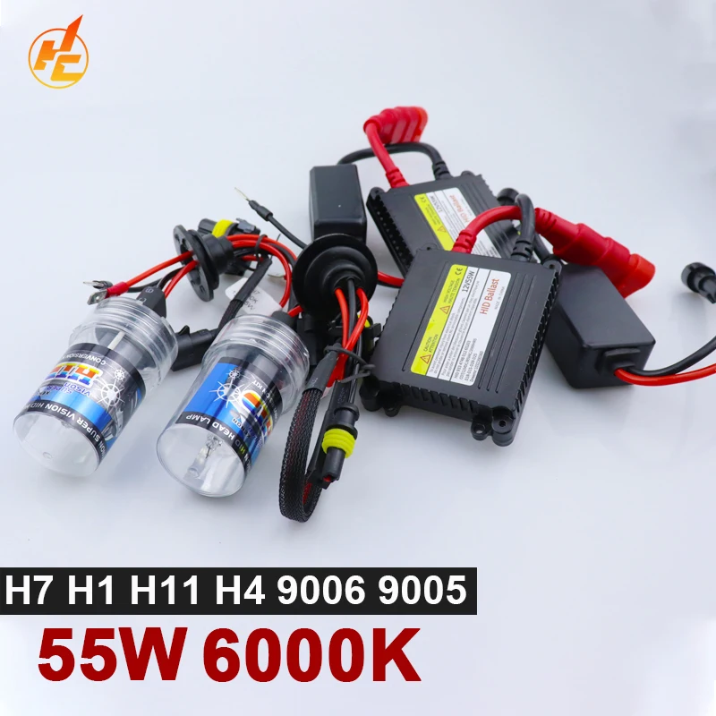 Xenon H7 55W Slim Ballast kit HID Xenon Headlight bulb 12V H1 9005 9006 h11 xenon hid kit 6000k Replace Halogen Lamp