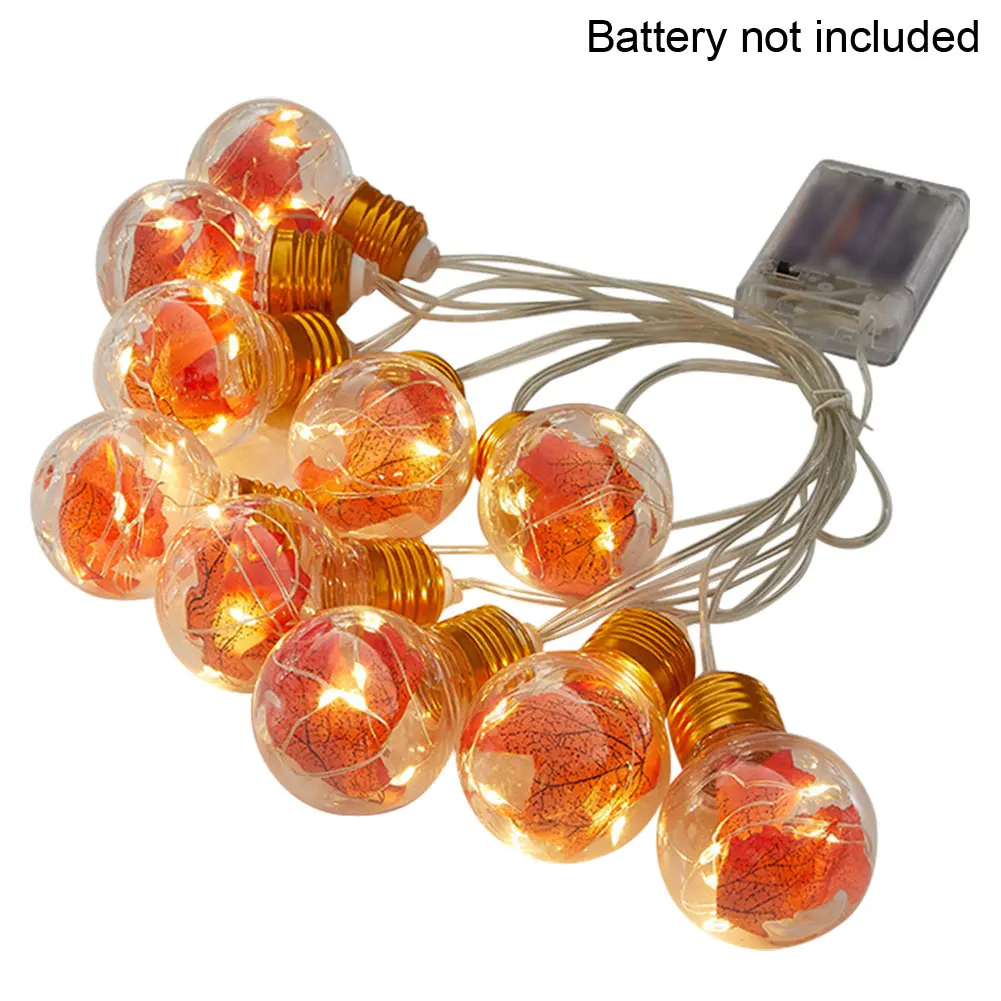 Hada 10 bombillas Led lámpara impermeable blanco cálido Festival Halloween Hojas de arce decoración de Acción de Gracias cadena de luces habitación otoño hogar