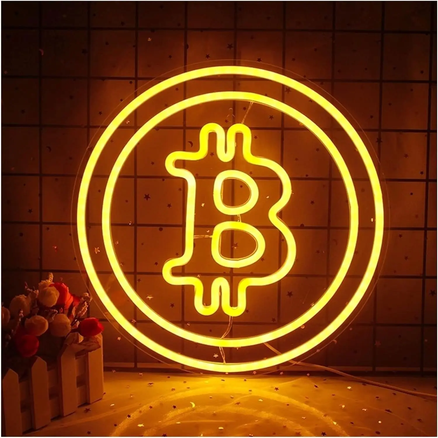 

Bitcoin-Shaped Neon Signs, Bitcoin-Themed Neon Signs, Yellow LED Lights for Bedrooms, Homes, Offices, and Bars