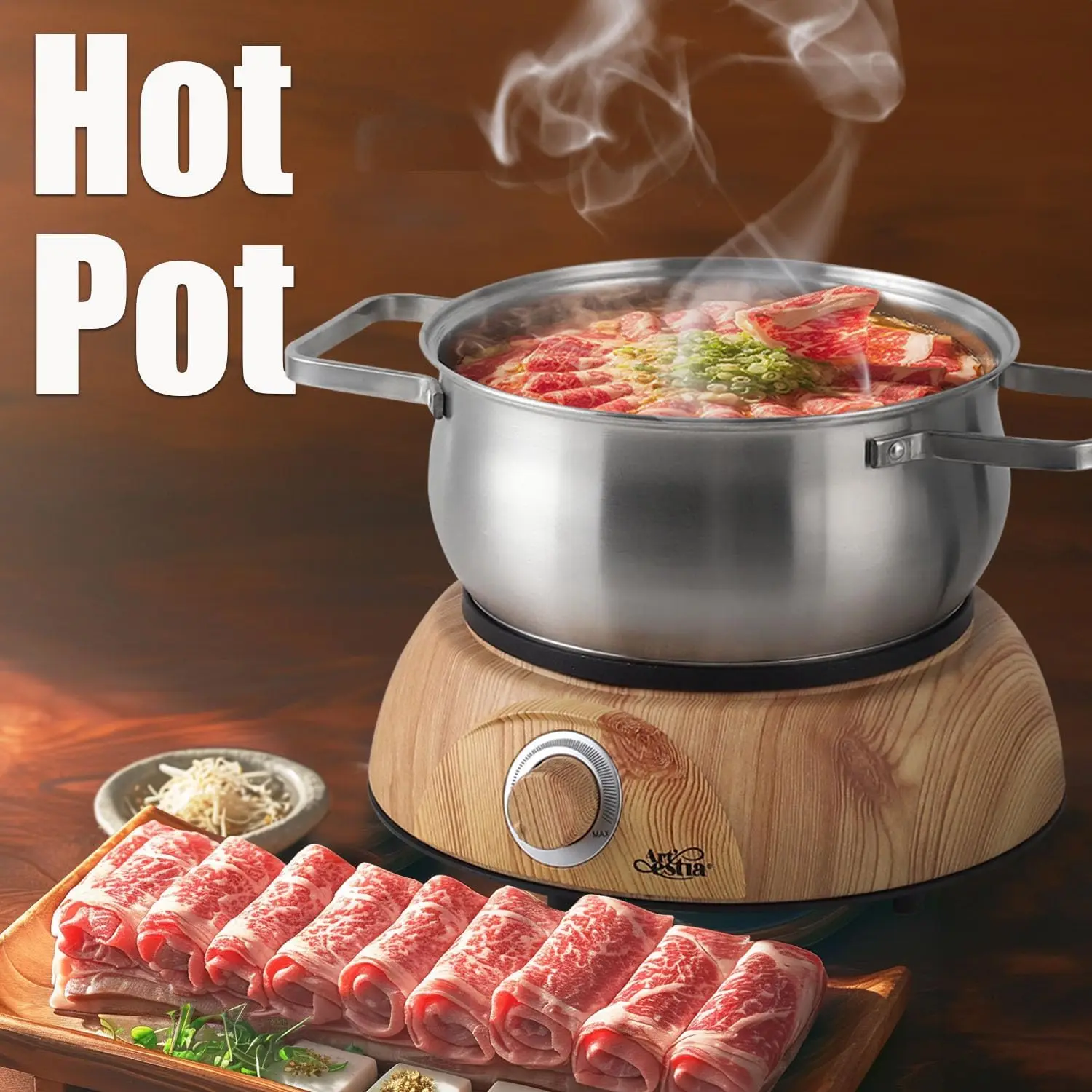 Set Pot untuk melelehkan keju coklat, Set Pot Fondue keju 1500W dengan kontrol suhu untuk daging