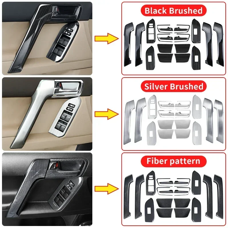 لتويوتا لاند كروزر برادو 150 2010-2024 2023 2022 مقبض باب السيارة زجاج مزخرف زر التبديل LC150 الملحقات الداخلية