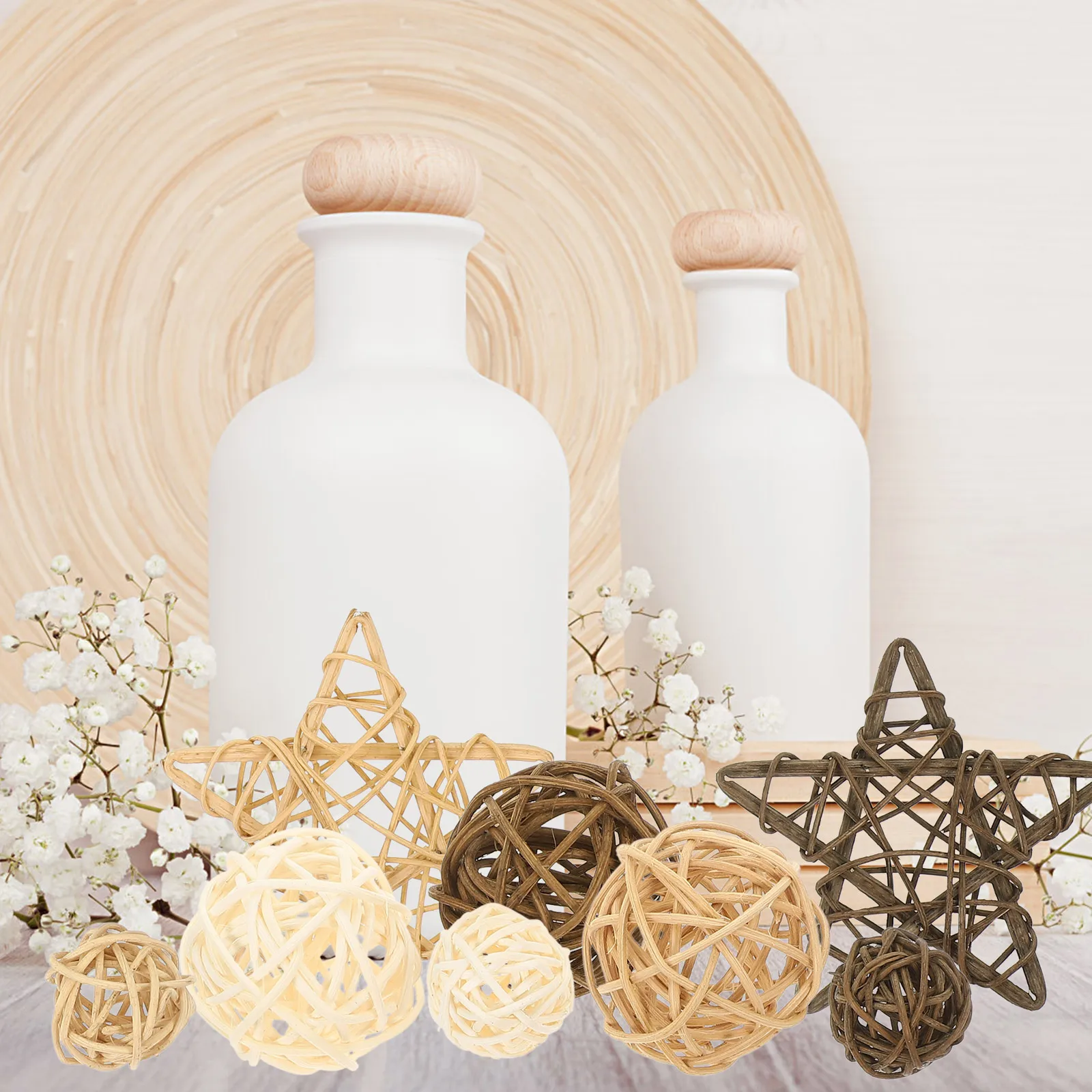 

9Pcs Imitation Rattan Balls Ornaments Vase Filler Crafts Wedding Party Decor DIY Photo Prop Imitation Rattan Balls Ornaments
