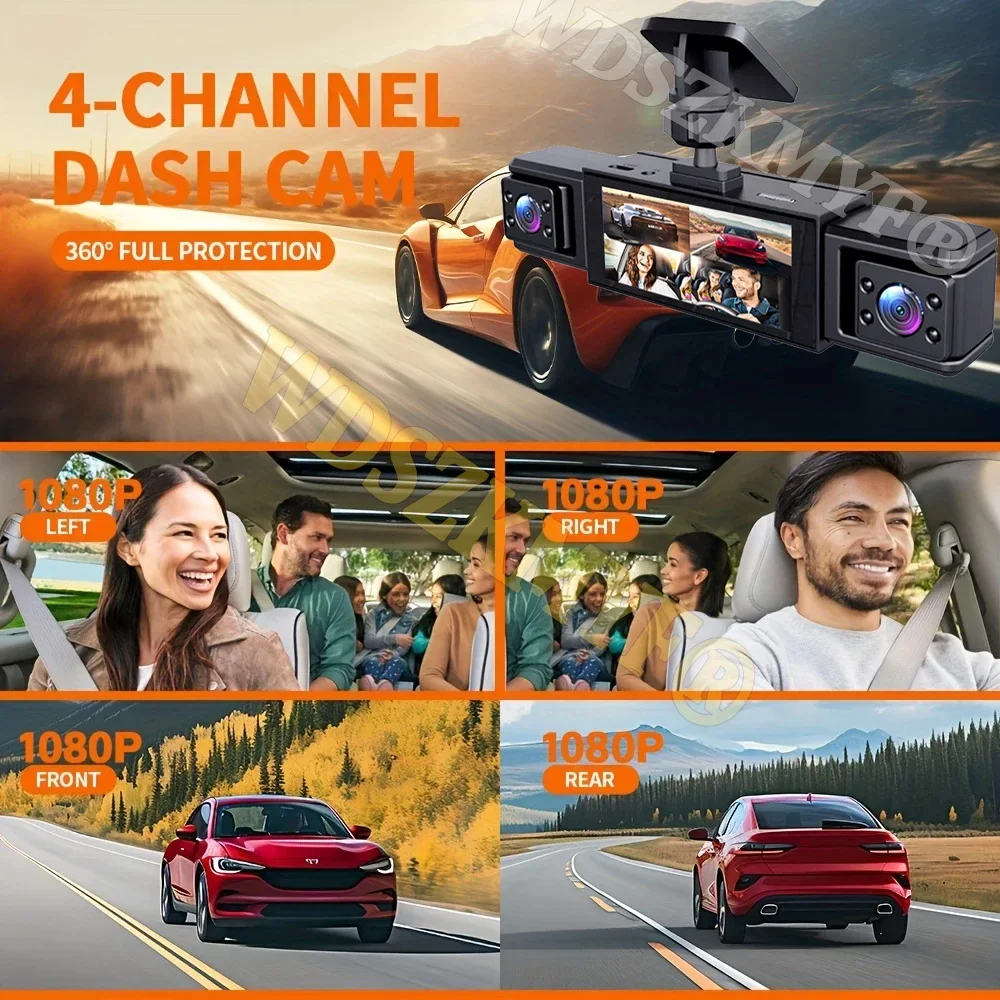 360° 3/4Camera Dash Cam auto HD Car Camera 1080P Video Recorder Car DVR Night Vision Front Rear View Camera Car accessory