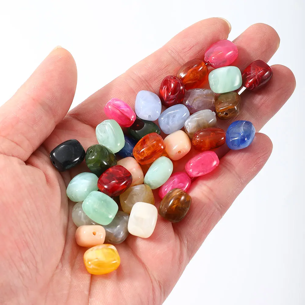 30 Stück 13x10mm bunte Acrylperlen mit Farbverlauf, gemischte glatte marmorierte lose Abstandsperlen für DIY-Armbänder, Halsketten und Schmuckzubehör – Detail 3