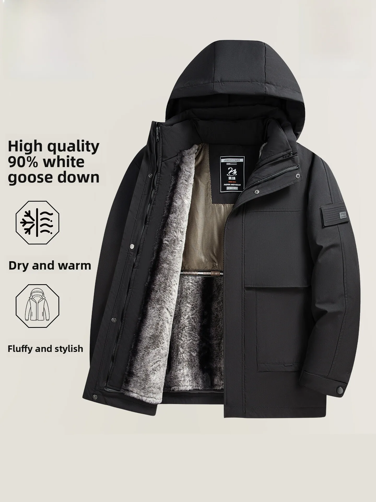 

Мужская пуховая куртка Pierre Cardin: осенне-зимняя утепленная парка из гусиного пуха со съемной внутренней подкладкой, модный городской стиль