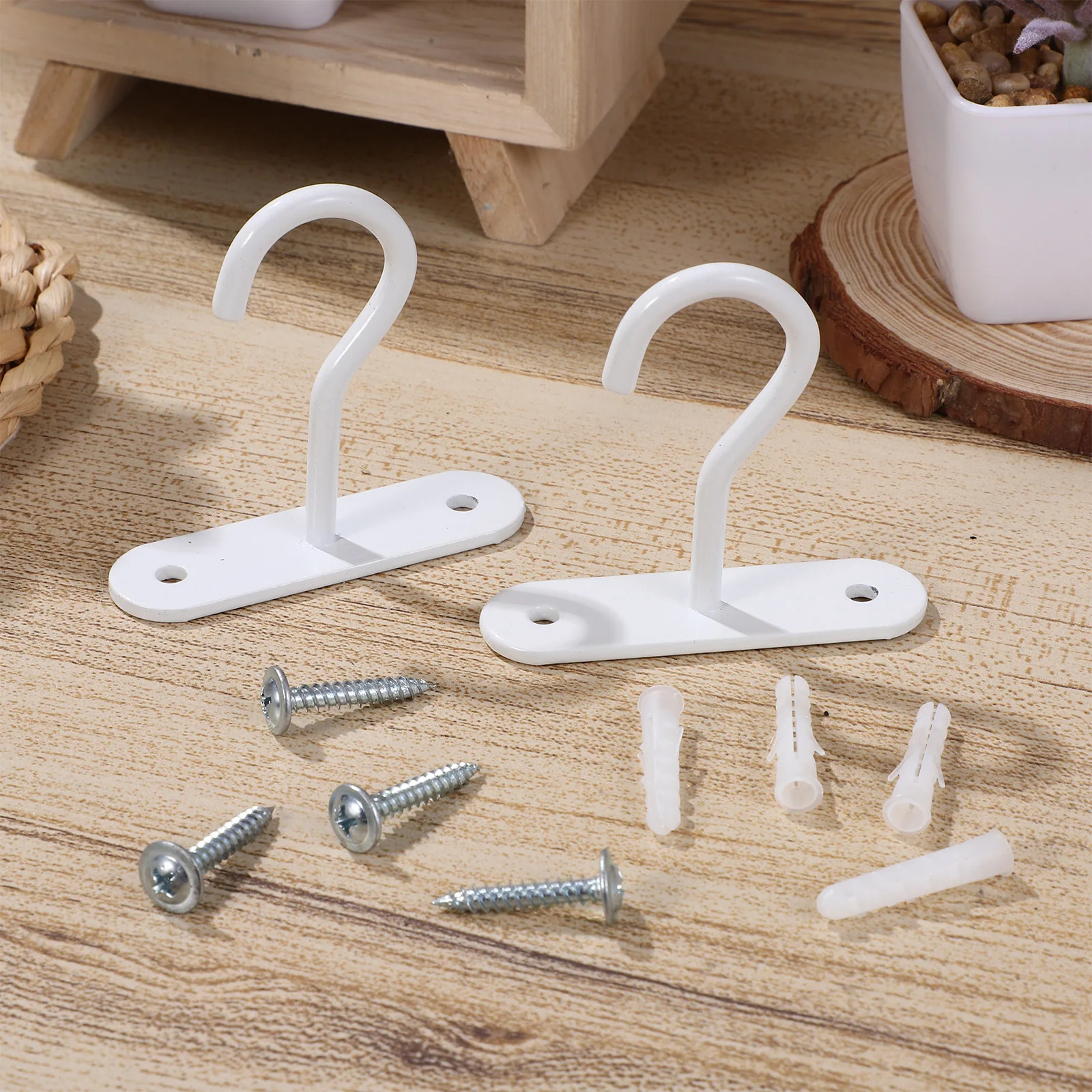 

2 pcs Hanging Plant Hooks White Iron Heavy Duty Ceiling Hangers for Plants Wall Decor Garden Use Planter Hook