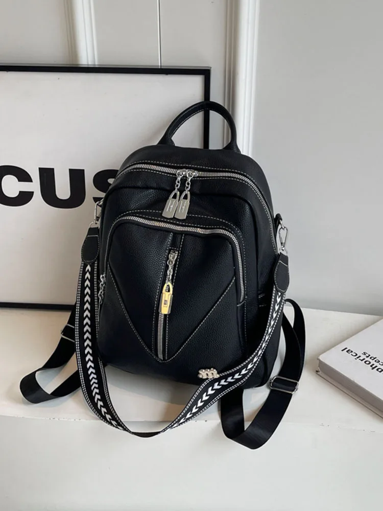 Women Large-capacity Single-shoulder Bag New for Girl Work Commuting School Backpack Fashion Casual Versatile Lychee Pattern Bag