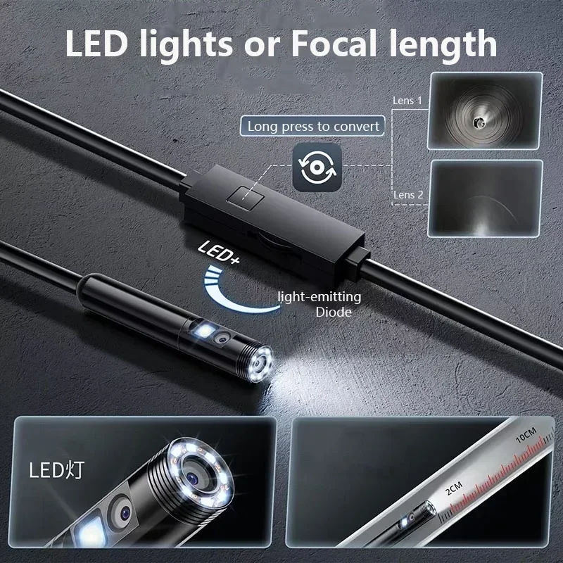 5.5MM diameter probe Dual Lens Industrial Endoscope Near focus Borescope Inspection Camera IP67 Waterproof Snake Camera