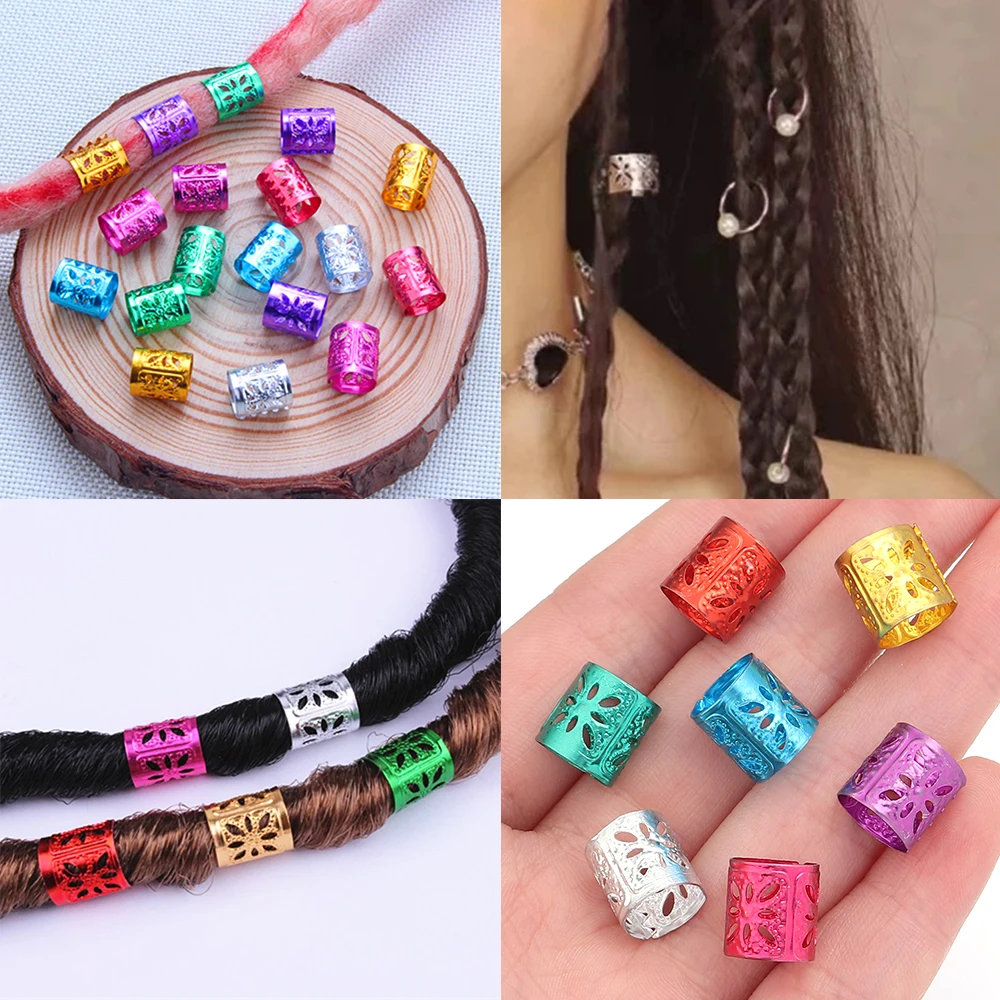 100 ชิ้น 9x8 มิลลิเมตรขนาดเล็ก Silver Gold Plated แหวนผม Braid Dreadlocks Hole Micro ลูกปัดปรับคลิปผมจัดแต่งทรงผม