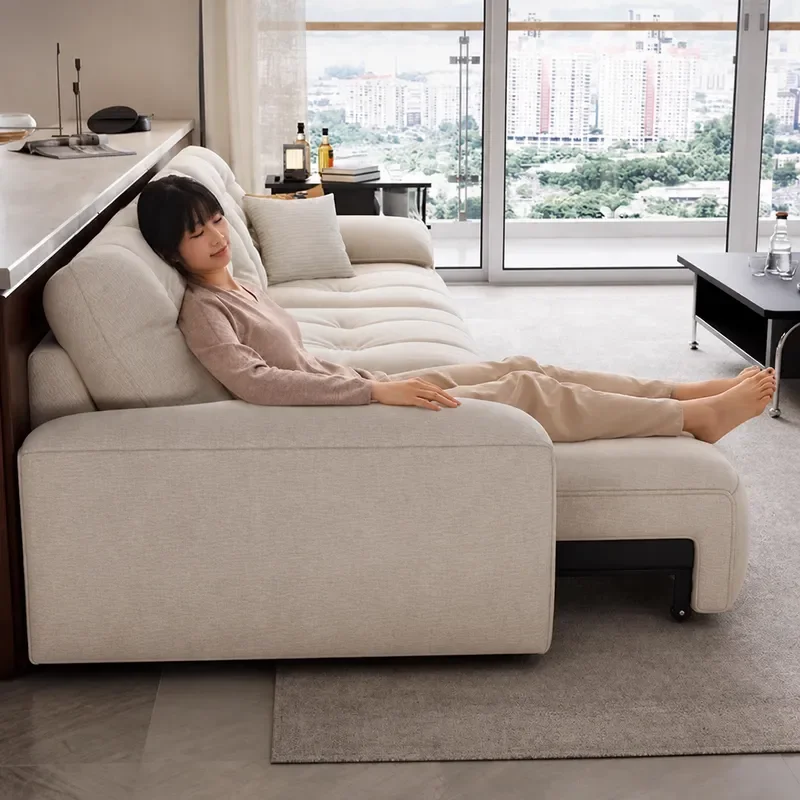 Cream Electric Multifunctional Sofa Zero Wall Retractable Small Apartment Living Room Cloud Sofa Bed Foshan