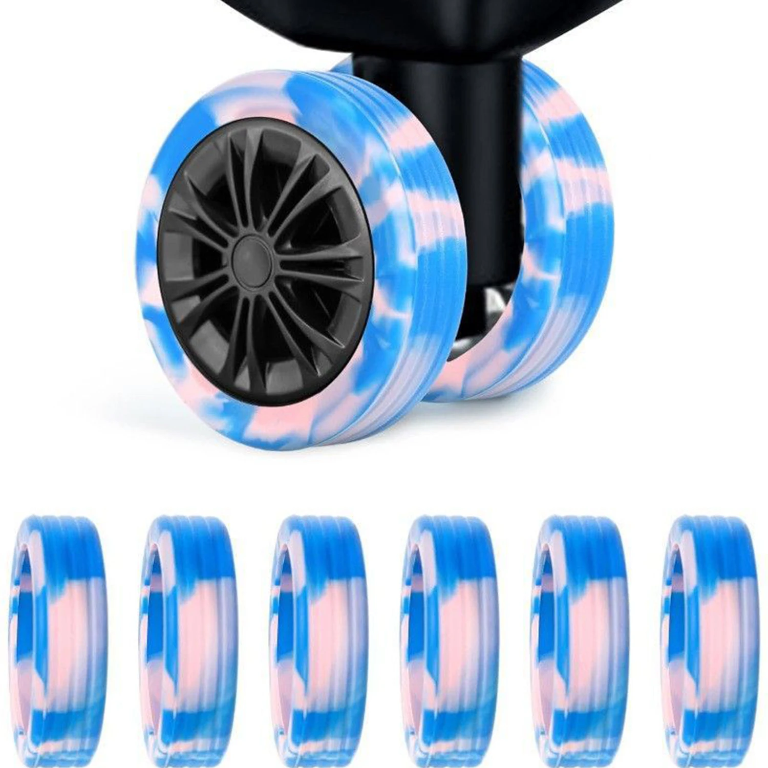 Colorful Roller Protective Sleeve Luggage Wheels Protector Silicone Wheels Caster Travel Suitcase Reduce Noise Cover Parts Kits