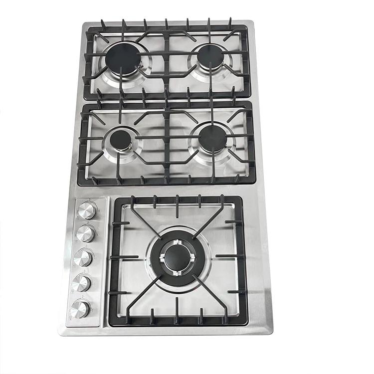 موقد غاز آمن بخمسة شعلات - موقد غاز البترول المسال/NG مدمج من الفولاذ المقاوم للصدأ للمطابخ الاحترافية