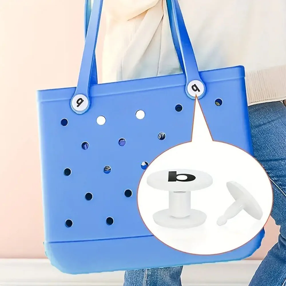 4PC Replaceable Hole Bag Button Beach Bag Button Letter Buckle Plastic Buckle Creative DIY Beach Bag Button Hole Bag Accessories