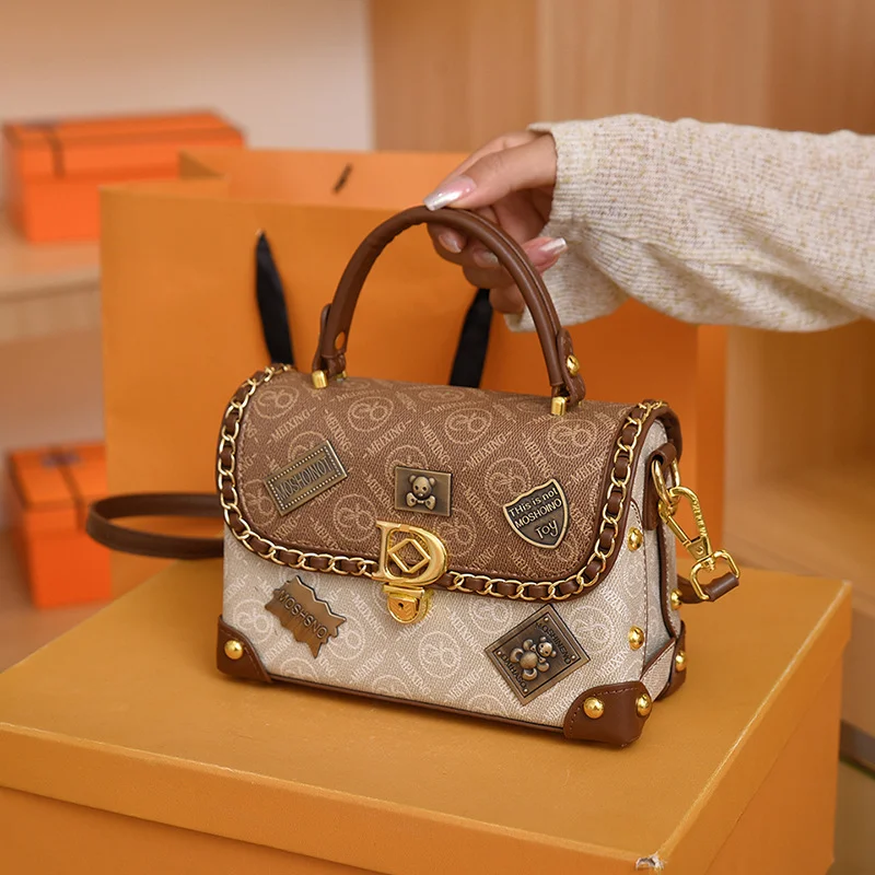 

Retro Cartoon Pattern Handbag Casual Fashion Shoulder Bag Ladies' Vintage Cute Cartoon Pattern Crossbody Bag