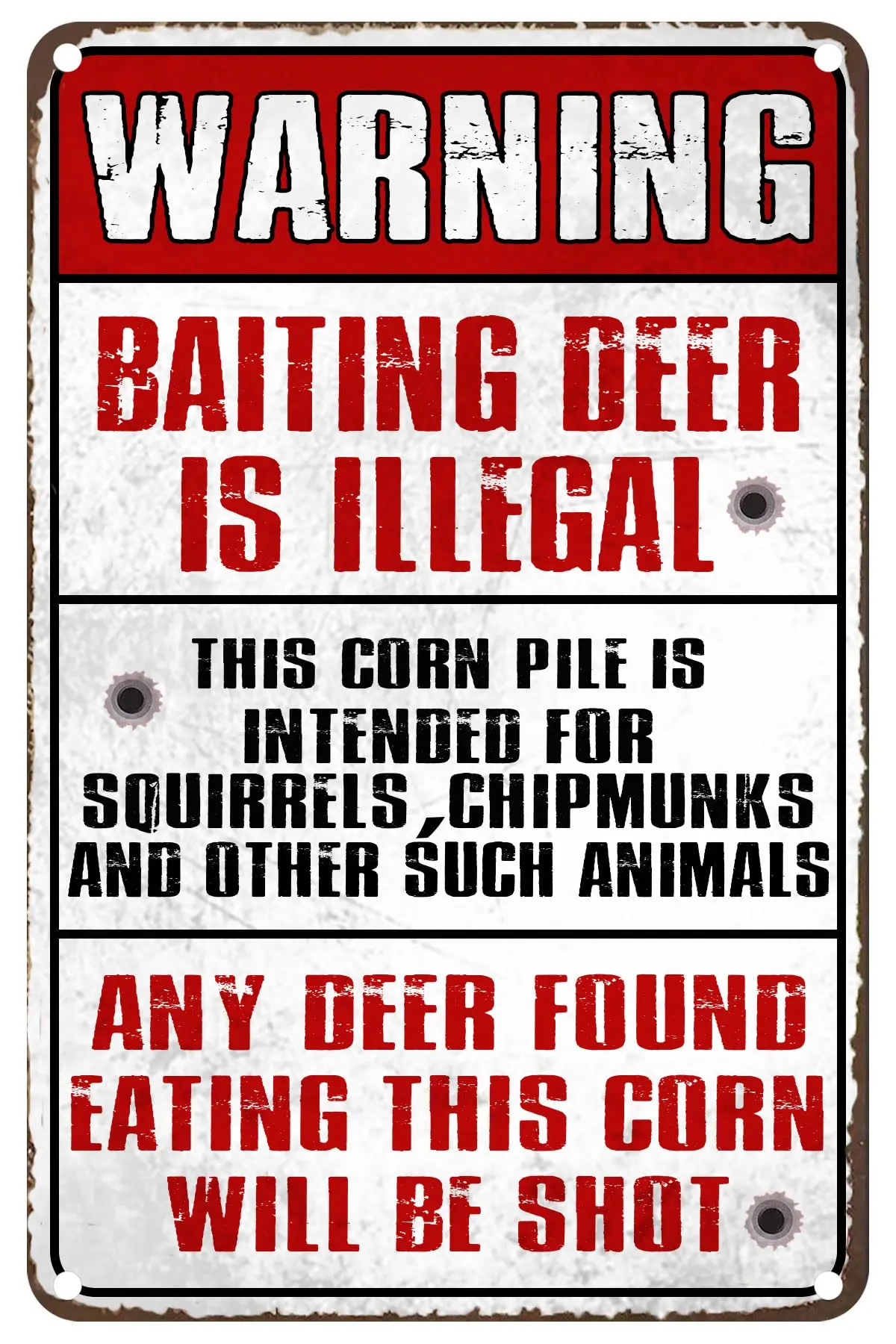 Warning Baiting Deer is Illegal Metal Tin Sign, Tin Signs Vintage Coffee Wall Coffee & Bar Decor,Size 12 X 16