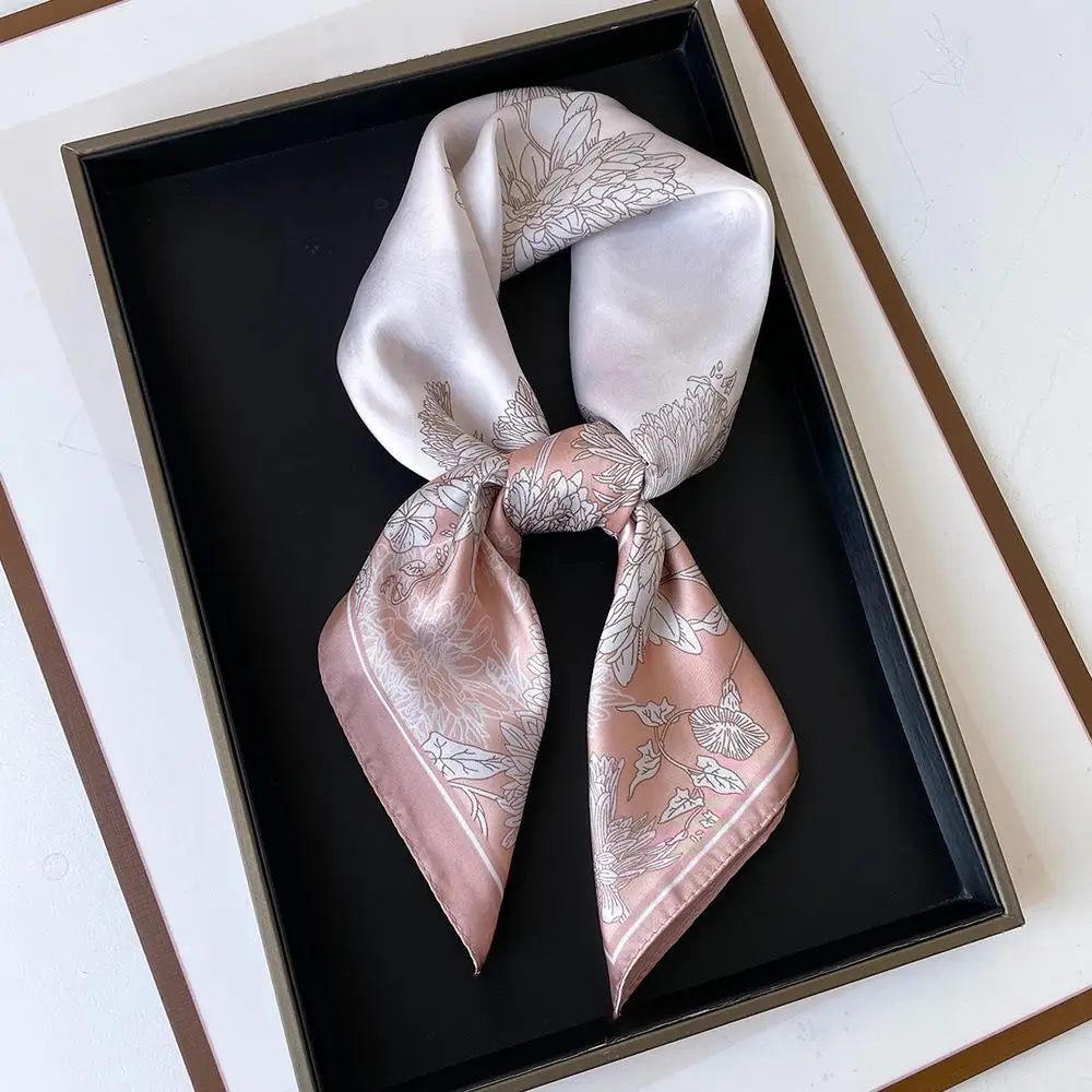 

Neckerchief Print Silk Square Scarf Women Soft Satin Neck Tie Scarf Hairband Fashion Shawl Hijab Ribbon Headband Foulard Female