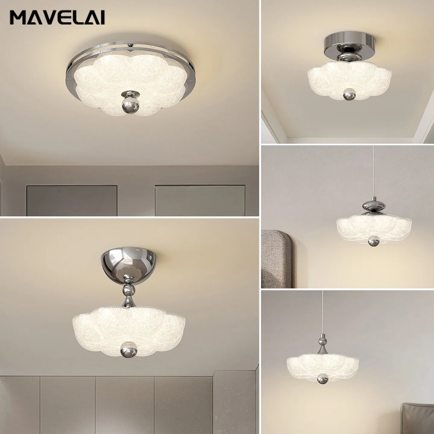 Led Bedroom Ceiling Light Retro Light Luxury High-end Crystal Sand Bubble Ceiling Lamp Simple Modern Home Interior Lighting Lamp