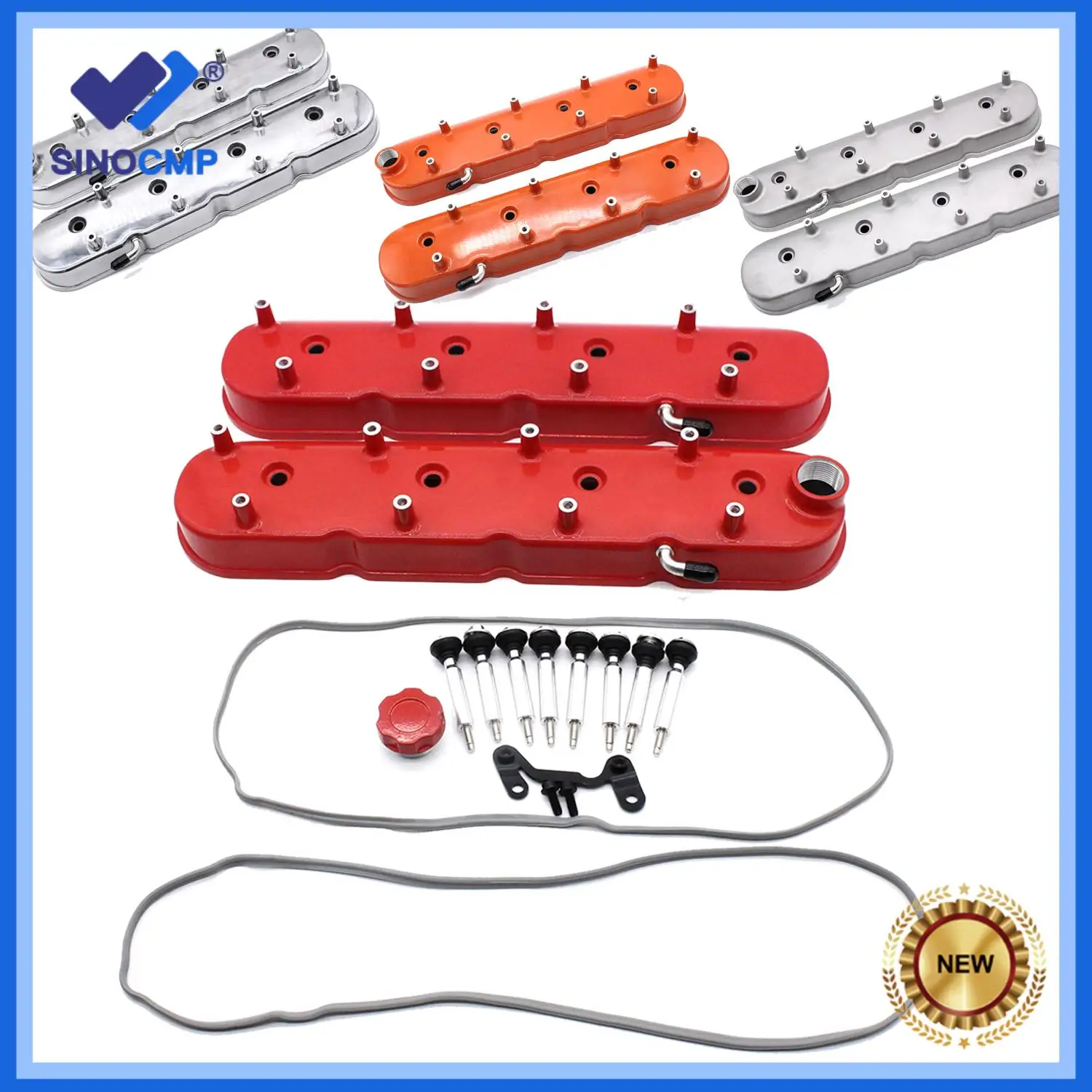 

2pcs Orange/Red/Sliver New Aluminum Orange Tall LS Valve Covers For Chevy LS1 LS2 LS3 LS6 LSX 241-164 Auto Parts