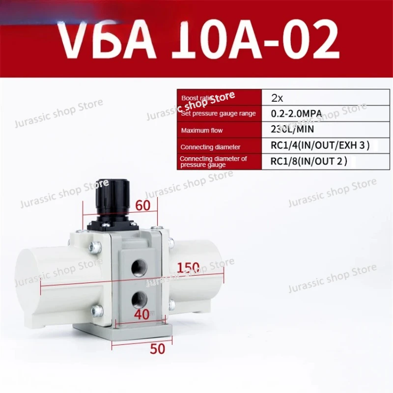 

VBA10A-02 VBA10A-02GN Gas Pressure Booster Valve Pump Booster Pneumatic Cylinder Pneumatic Booster Regulator 0.2-2.0MPA 230L/MIN