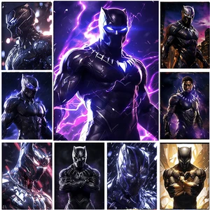 Diy Marvel Diamond Malerei, handgefertigtes bestickter Platz, Black Panther, Kunstmosaik, Heimdekoration, 5d 10 Hauptverkaufskasten Panther Schwarz - №5