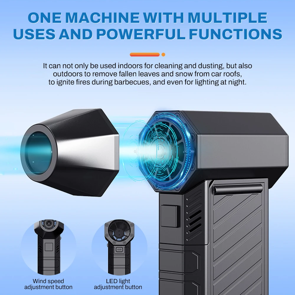 Handheld Vacuum Cleaner Brushless Motor 130,000 RPM X3 Violent Blower Mini Turbo Jet Fan Wind Speed 52m/s Dust Blower Dryer