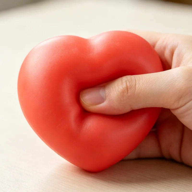 Heart Shaped Stress Relief Ball Soft Foam Squeeze Ball Hand Exercise Elastic Rubber Pressure Toy for Adults Anxiety Relief Gift