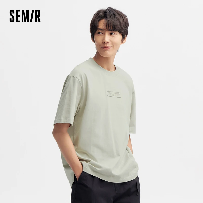 Semir Men T Shirt Short-Sleeved T-Shirt Men 2024 Summer New Letter Top Loose Fashionable Trendy Menswear Top Tees