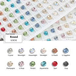 Hot 6MM Round Pointed Bottom Rhinestone K9 Glass Manicure Crystal Nail Art Rhinestone Stone 3D DIY Decoration Diamond