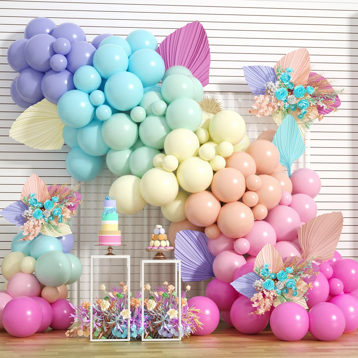 Macaron Color Balloon Garland Arch Kit Wedding Birthday Party Decor Ballon 1st One Year Birthday Kids Baby Shower Latex Baloons