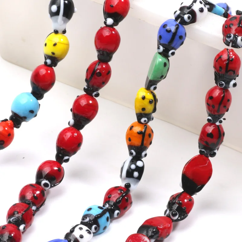 Cute Red Ladybug Beads Murano Lampwork Glass Beads For Jewelry Making Diy Bracelet Necklace Handmade Crafts Accessories