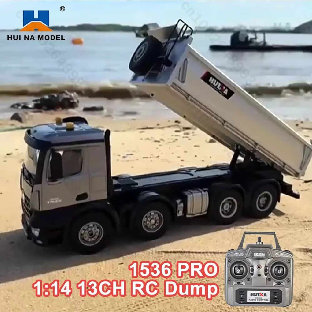 HUINA 1536PRO RC Dumper Truck 1:14 Alloy Remote Control Heavy Engineering Vehicle with Lights Crawler Truck RC Toy Model Gifts