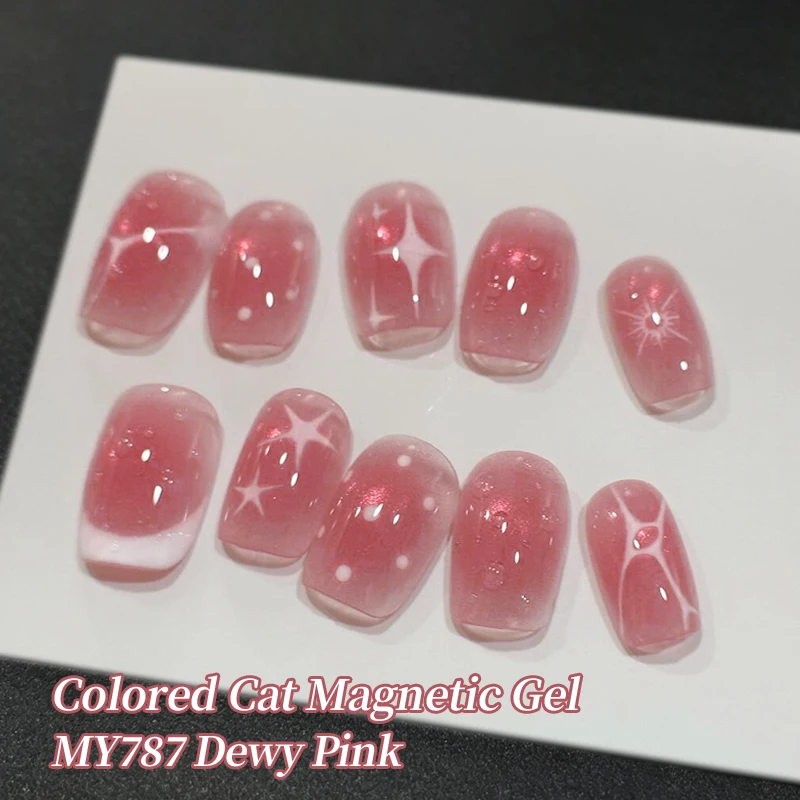 BORN PRETTY 10ml Ice Blue Pink Cat Magnetic Eye Polish Colored Transparent Glass Bead Glitter Semi Permanent Soak Off Nail Art