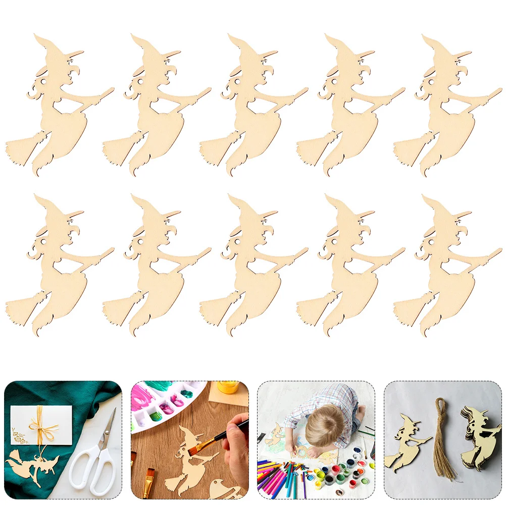 

40Pcs Halloween Wood Slices Witch Theme Decorative Wooden Chips for DIY Painting Craft Kids Activity Party Ornament