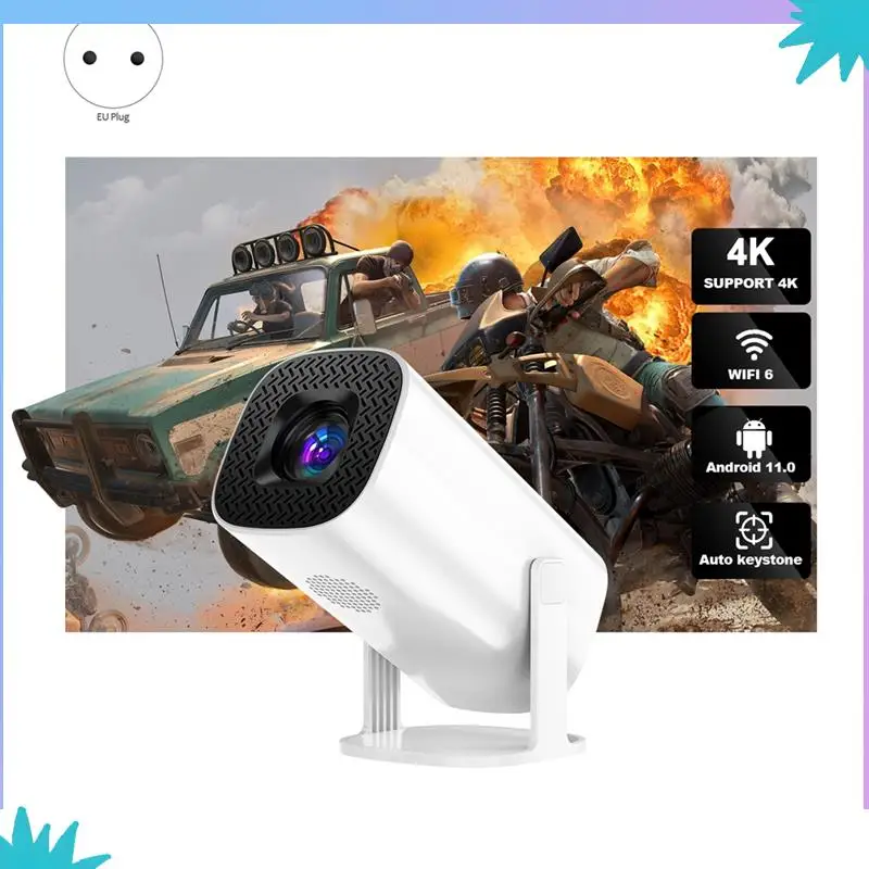 Mini proyector inteligente Android 11 Wifi 6 compatible con 4K 1080P BT5.0 proyector 1208X720p cine en casa enchufe de la UE
