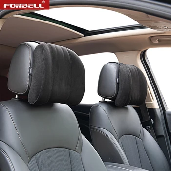 Forbell Auto-Kopfstützen-Nackenkissen aus Wildleder-Stoff mit Memory-Foam-Kopfstützenkissen für Autositzkissen