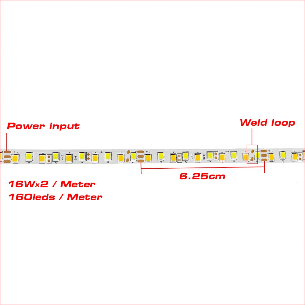 (3 solder joints) 5meters 2835-7mm-160D Three Colors Constant Current LED Strip 5B8C×2 16W×2/Meter SANAN Chip With 3000K+6500K