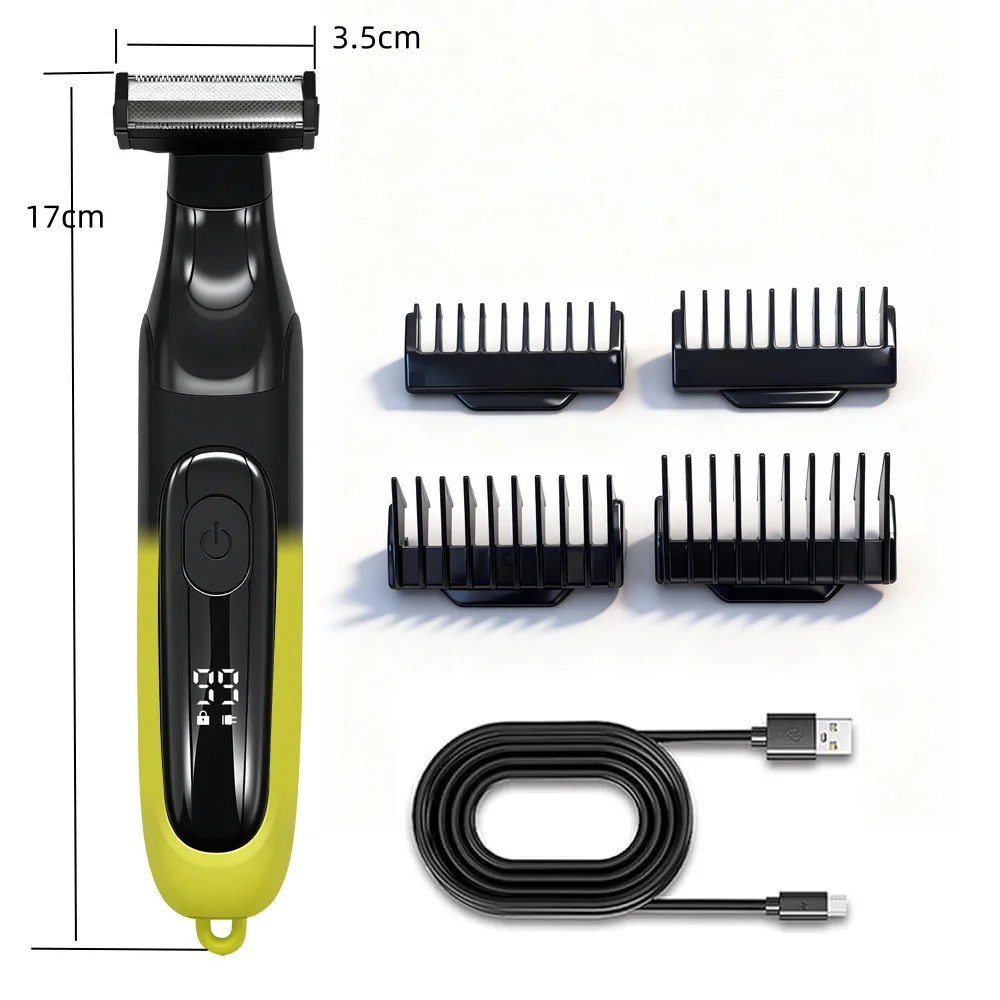 Elektrischer Gesichts- und Körperrasierer für Männer, waschbarer Bart- und Körpertrimmer, Nass- und Trockenrasierer, Gesichtsrasiermaschine, wiederaufladbar – Detail 5