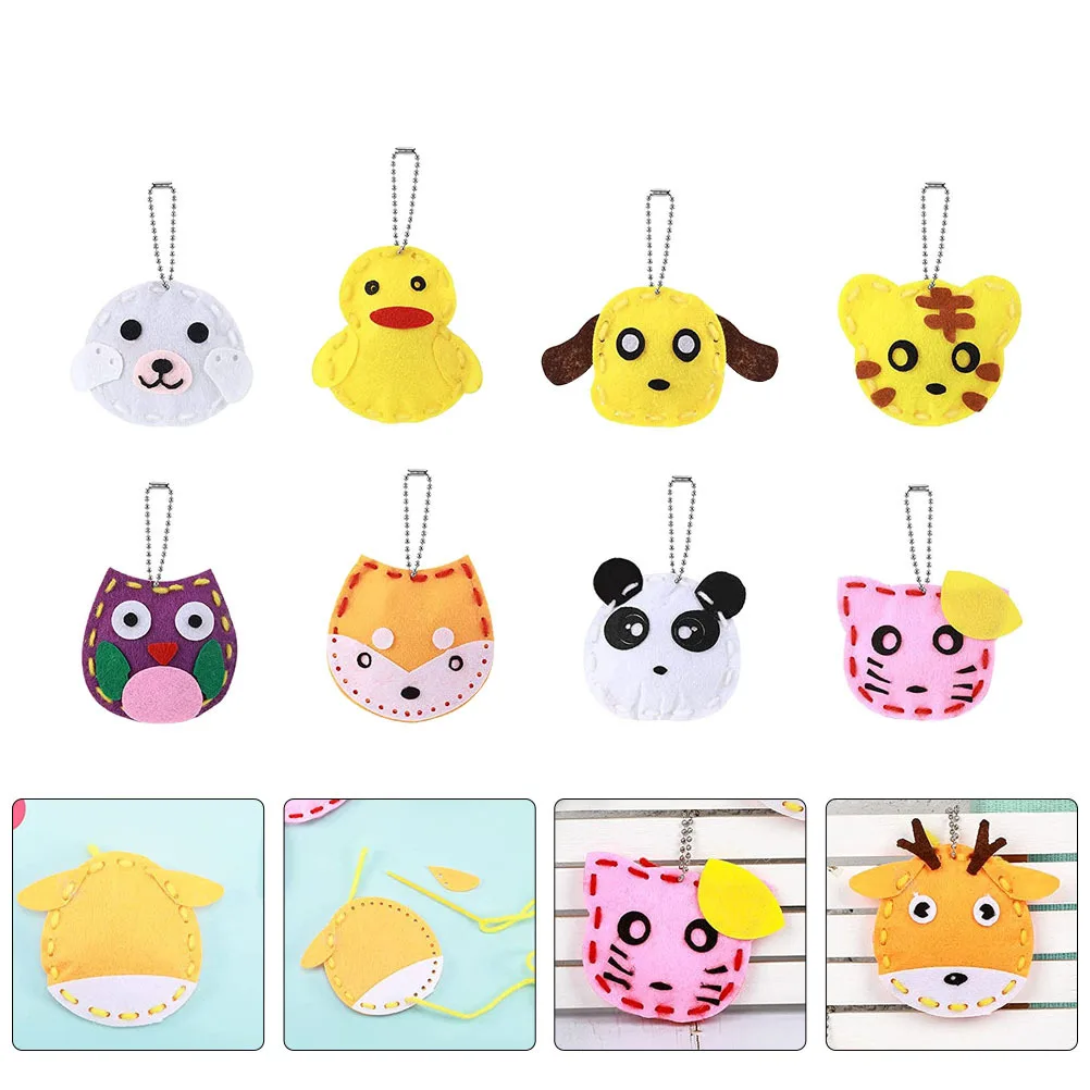 

8 pcs Animal Shape Pendant Diy Schoolbag Charm Craft Kit Kids Non-Woven Bag Decoration Children Gift Handmade Sewing Supplies