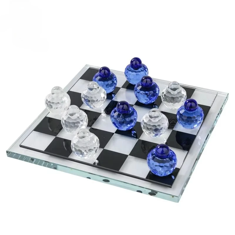 &c Cross-border Light Luxury White Crystal Glass Advanced Sense Chessboard Modern Simple Design Creative Living Room