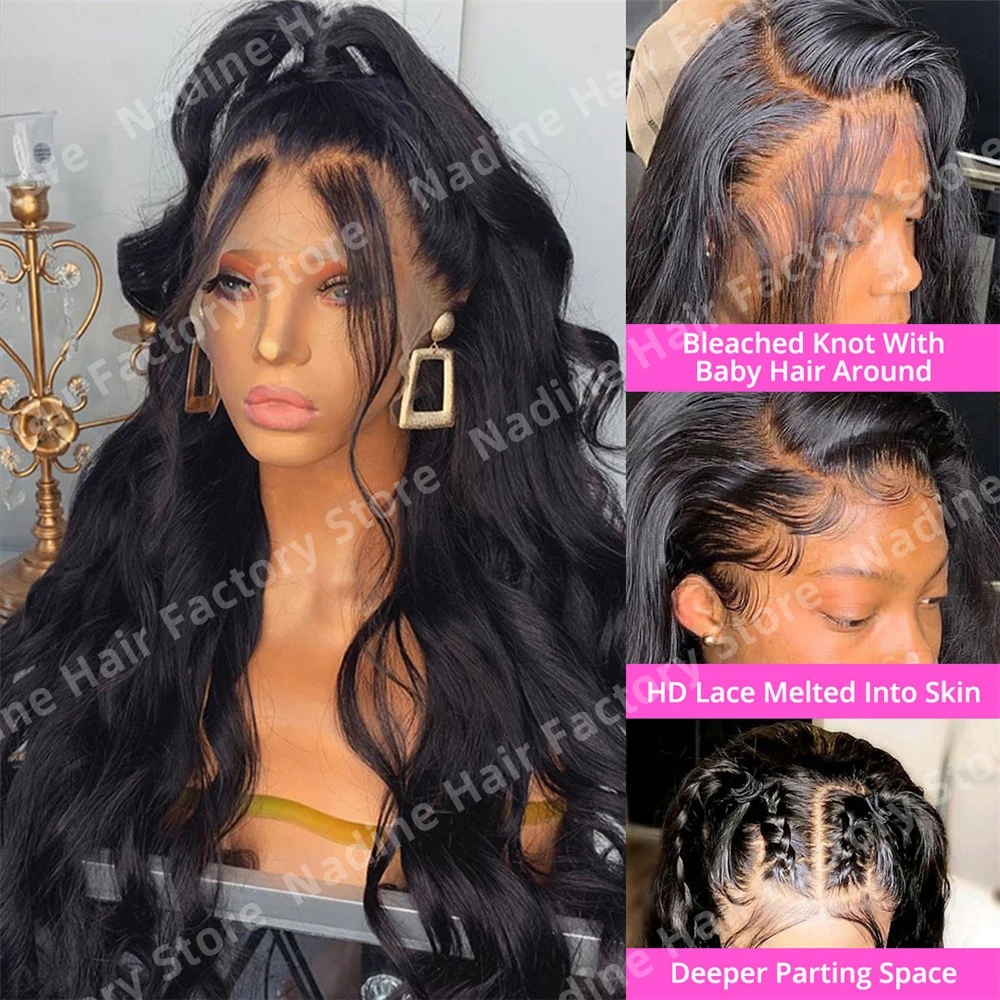 

13X4 13X6 Hd Natural Wave Lace Front Wig Brazilian Human Hair Wig Women's Pre-Plucked Remy Hair 30 40inch Transparent Lace Front Wig