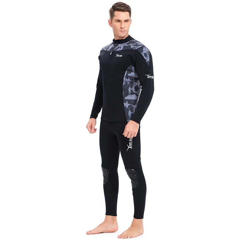 Combinaison de plongée haut/bas 2mm en néoprène, veste/pantalon à manches longues, fermeture éclair à l'avant, pour le surf, la plongée, la natation et le kayak